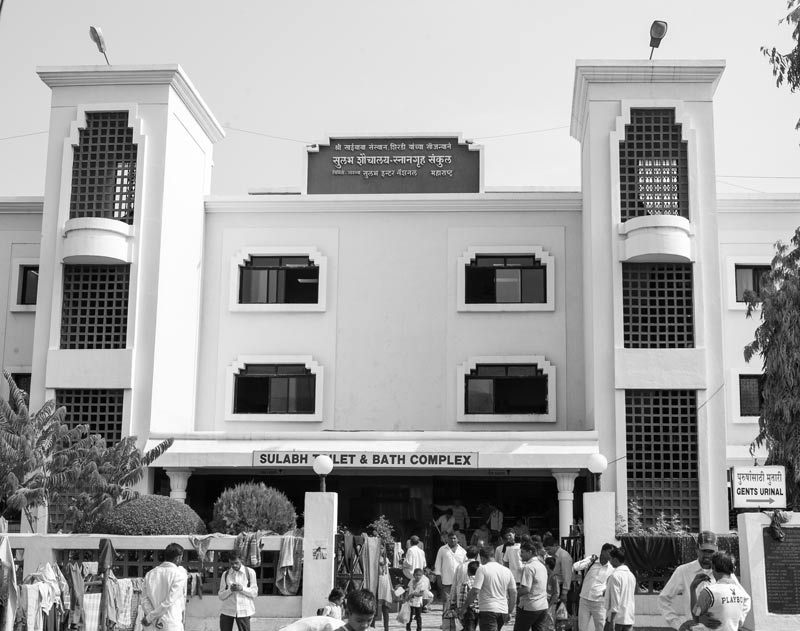 Public using the community toilet-cum-bath complex constructed by Sulabh International in Shirdi, Maharashtra